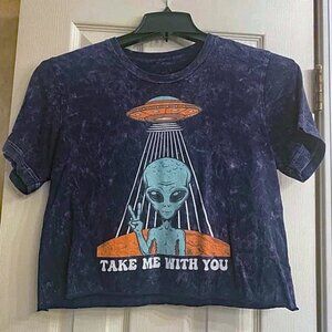 Small Alien Crop Tee “Take Me With You”